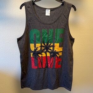 Gray Tank Top with One Love Graphic